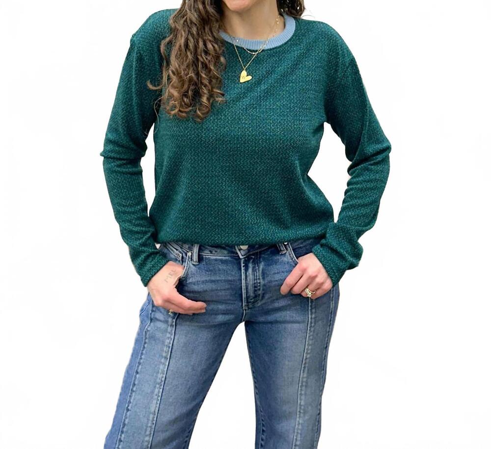 NEW GILLI contrast long sleeve top in green & blue